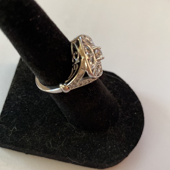 ELEGANT STERLING SILVER FILIGREE RING WITH RHINESTONES NWOT - Picture 4 of 4